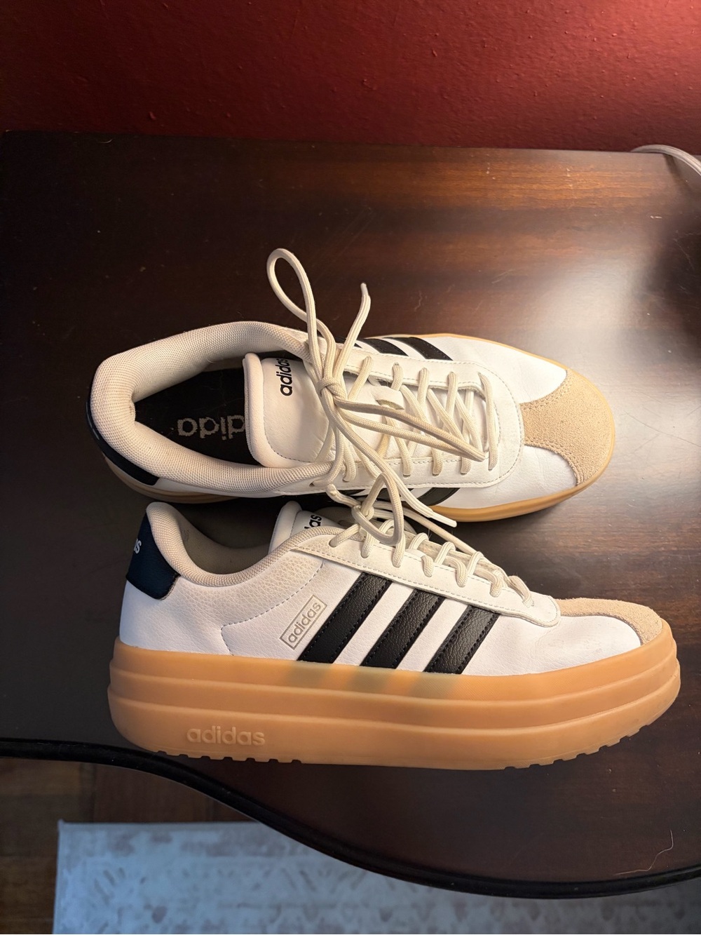 Adidas VL Court Bold Sneakers White/Black Gum Sole Women’s 9 - Picture 1 of 4